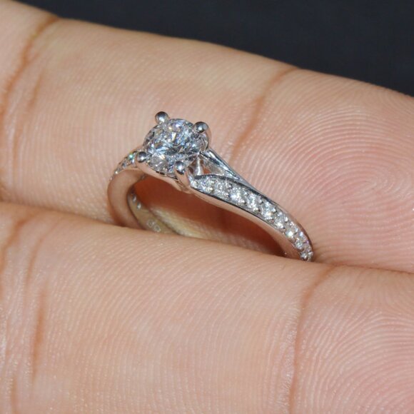 GIA Certified Natural 0.69CTS VVS E Diamond Solid 950 Platinum Designer Ring - Picture 7 of 11